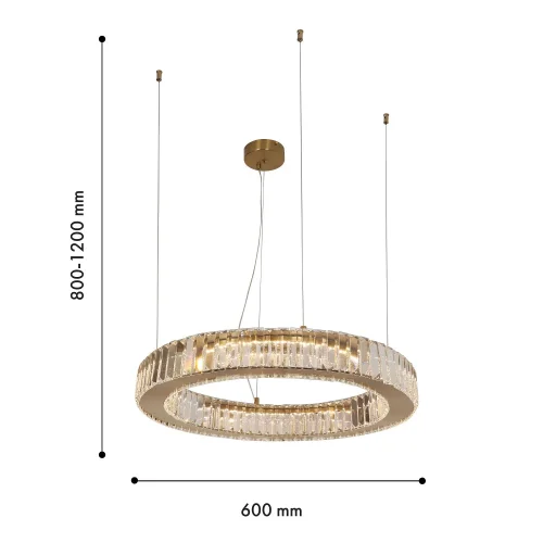 Люстра подвесная LED Manor 4195-6P Favourite прозрачная на 2 лампы, основание золотое в стиле классический кольца фото 3