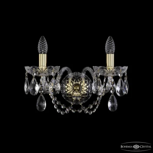 Бра 1402B/2/160/XL G Bohemia Ivele Crystal без плафона на 2 лампы, основание золотое прозрачное в стиле классический sp