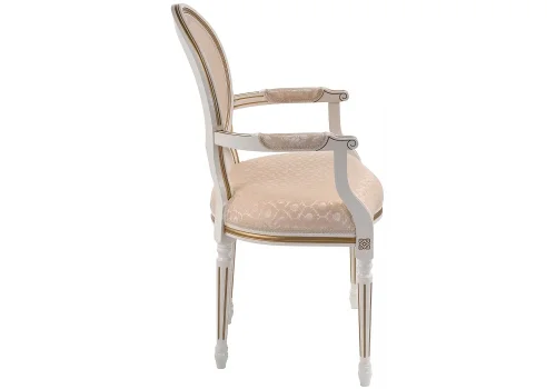 Деревянный стул Данте молочный с золотой патиной 406095 Woodville, бежевый/ткань, ножки/массив бука дерево/молочный, размеры - ****570*550 фото 3