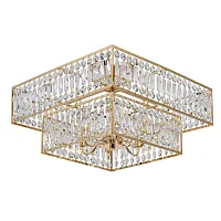 Люстра потолочная хрустальная Монарх 121012006 MW-Light прозрачная на 6 ламп, основание золотое в стиле классический 