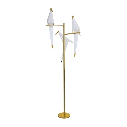 Торшер LED Birds V3075-3FL Moderli птички белый 3 лампы, основание золотое в стиле хай-тек
