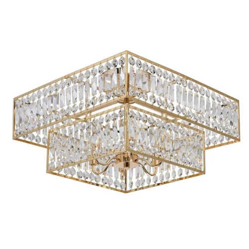 Люстра потолочная хрустальная Монарх 121012006 MW-Light прозрачная на 6 ламп, основание золотое в стиле классический 