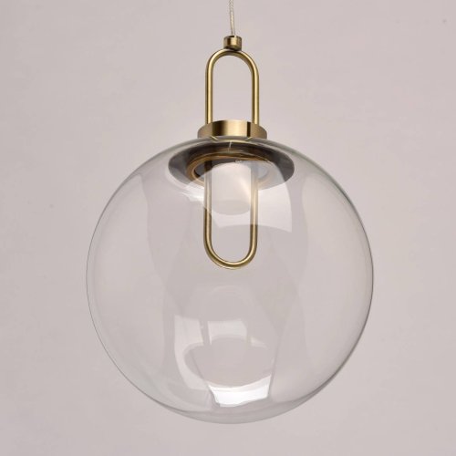 Светильник подвесной LED Крайс 657011101 DeMarkt прозрачный 1 лампа, основание бронзовое в стиле модерн шар фото 3