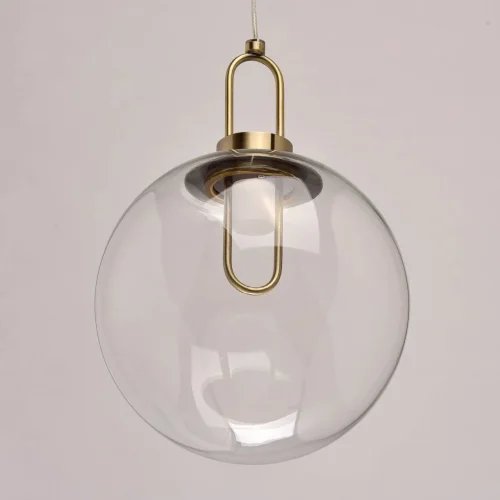 Светильник подвесной LED Крайс 657011101 DeMarkt прозрачный 1 лампа, основание бронзовое в стиле современный шар фото 3