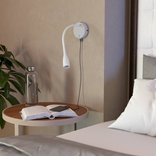 Бра с выключателем LED Olivandino 901782 Eglo белый на 1 лампу, основание белое в стиле современный гибкая ножка для чтения фото 6