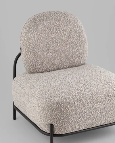Кресло Стоун new ткань букле серо-бежевый УТ000039996 Stool Group, серый/букле, ножки/металл/чёрный, размеры - *****мм фото 7