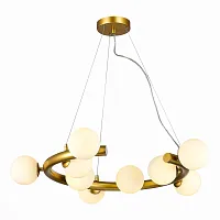Люстра подвесная Asolo SL1185.203.09 ST-Luce белая на 9 ламп, основание золотое в стиле современный шар