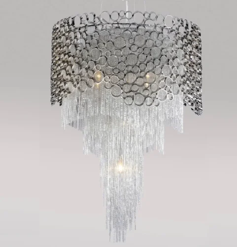 Люстра Подвесная  HAUBERK SP-PL8 D60 Crystal Lux прозрачная серая на 8 ламп, основание никель в стиле арт-деко 