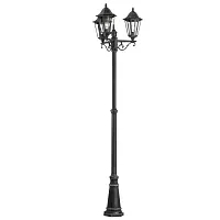 Парковый светильник 93465 NAVEDO Eglo уличный IP44 чёрный 3 лампы, плафон прозрачный в стиле классический E27