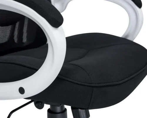 Офисное кресло для руководителей 109BL_White-LMR STEVEN WHITE, цвет белый пластик, чёрная ткань Dobrin, чёрный/сетка, ножки/металл/белый, размеры - 1210*1270***720*720 фото 8