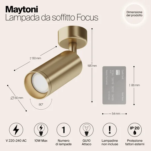 Светильник накладной Focus C017CW-01MG Maytoni матовый золото на 1 лампу, основание матовое золото в стиле современный хай-тек круглый фото 4