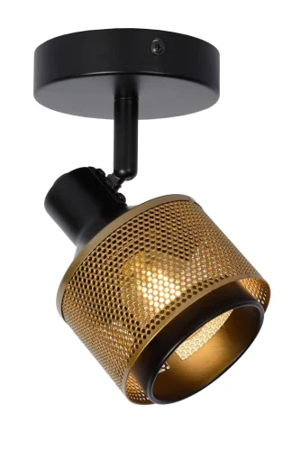 Бра Rafa 77980/01/30 Lucide матовый золото на 1 лампа, основание чёрное в стиле классический 