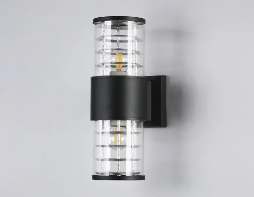Настенный светильник ST2525 Ambrella light уличный IP54 чёрный 2 лампы, плафон прозрачный в стиле хай-тек современный E27 фото 4