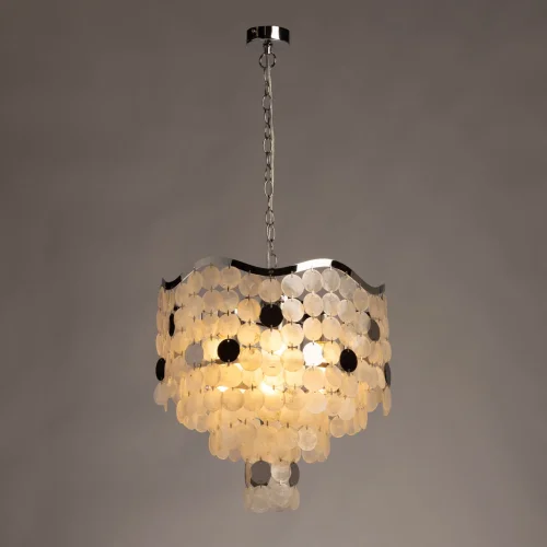 Люстра подвесная Эмилия 607015106 DeMarkt белая на 6 ламп, основание хром в стиле современный фото 2 Люстра подвесная Эмилия 607015106 DeMarkt белая на 6 ламп, основание хром в стиле современный фото 2