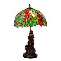 Настольная лампа Тиффани Grape OFT872 Tiffany Lighting разноцветная красная зелёная 1 лампа, основание коричневое металл в стиле тиффани девушка виноград