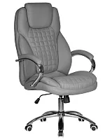 Офисное кресло для руководителей  114B-LMR CHESTER, цвет серый Dobrin, серый/экокожа, ножки/металл/хром, размеры - 1180*1250***680*730