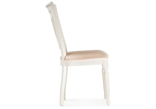 Деревянный стул Лино молочный / ромб 02 494210 Woodville, бежевый/ткань, ножки/массив бука дерево/белый, размеры - ****480*560 фото 3