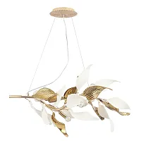 Светильник подвесной STEFANIA SP6 Crystal Lux белый золотой 4 лампы, основание золотое в стиле флористика 
