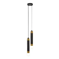 Светильник подвесной LED Luminita 0844PL-2BK Milosh Tendence чёрный на 1 лампу, основание чёрное в стиле современный каскад трубочки