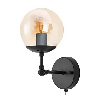 Бра с выключателем Bolla A1664AP-1BK Arte Lamp янтарный 1 лампа, основание чёрное в стиле лофт модерн молекула