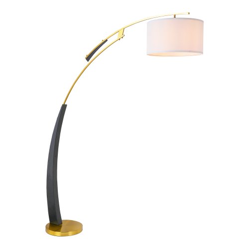 Торшер Franklin LSP-5027 Lussole изогнутый бежевый на 1 лампу, основание бронзовое в стиле кантри прованс 