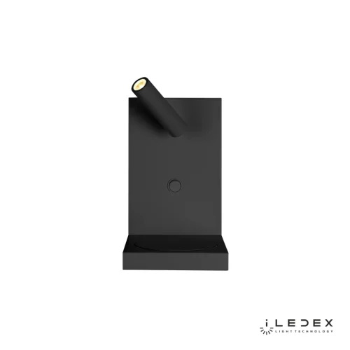 Бра с выключателем LED iCharge 1831A BK iLedex чёрный на 1 лампа, основание чёрное в стиле хай-тек современный с полкой с беспроводной зарядкой для чтения фото 5
