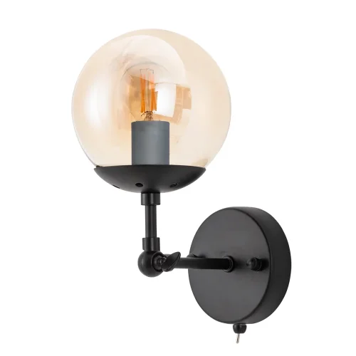 Бра с выключателем Bolla A1664AP-1BK Arte Lamp янтарный на 1 лампа, основание чёрное в стиле современный лофт молекула