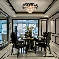 Люстра потолочная Sorrento-5009 375009/6+3/20/590 GD Arte Milano чёрная прозрачная на 9 ламп, основание золотое в стиле современный 