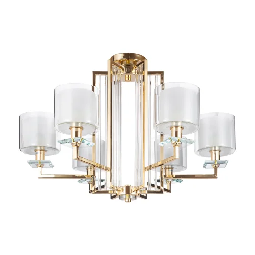 Люстра подвесная NICOLAS SP-PL6 GOLD/WHITE Crystal Lux белая на 6 ламп, основание золотое в стиле современный фото 2