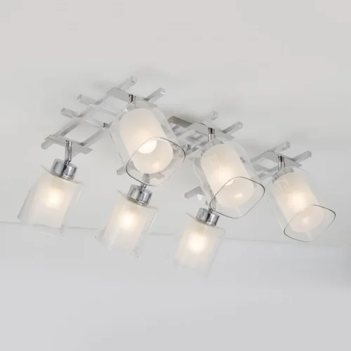 Люстра потолочная Риволи CL104160 Citilux белая прозрачная на 6 ламп, основание серое в стиле современный  фото 2