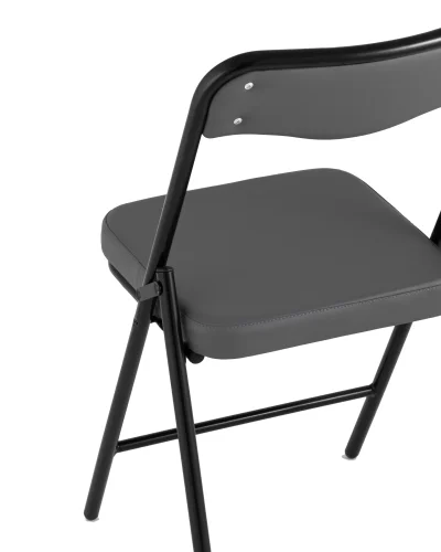 Складной стул Джонни экокожа серый каркас черный матовый УТ000035362 Stool Group, чёрный/экокожа, ножки/металл/чёрный, размеры - ****450*495 фото 7