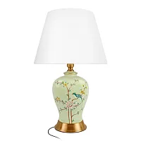Настольная лампа Hydrangea 10383T LOFT IT белая на 1 лампу, основание бронзовое голубое керамика в стиле классический флористика 