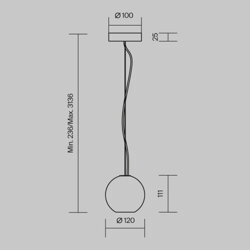 Светильник подвесной Basic Texture MOD461PL-01GR Maytoni серый на 1 лампу, основание чёрное в стиле современный шар фото 5