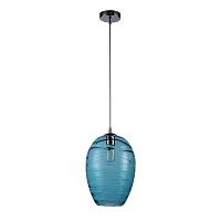 Светильник подвесной Oasi V000101 Indigo голубой 1 лампа, основание хром в стиле классический выдувное