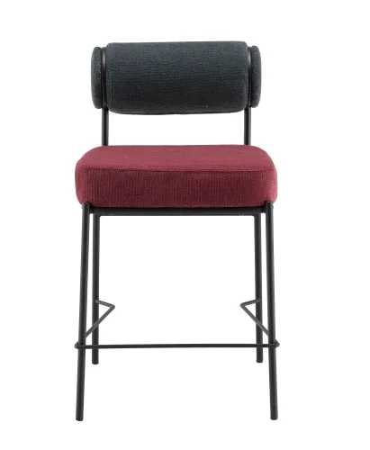 Стул полубарный Ponpoun, тёмно-серый, бордо УТ000040470 Stool Group, бордовый/шенилл, ножки/металл/чёрный, размеры - *910***520*635 фото 2