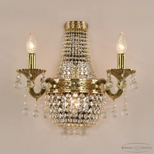 Бра 2228H201B/2/35IV G Bohemia Ivele Crystal без плафона на 3 лампы, основание золотое в стиле классический balls фото 2
