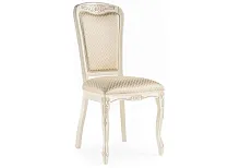 Деревянный стул Клето патина золото / ромб 450685 Woodville, золотой/ткань, ножки/массив бука/белый, размеры - ****490*590