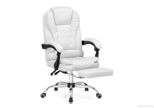 Компьютерное кресло Orvil white 15569 Woodville, белый/экокожа, ножки/металл/хром, размеры - *1220***610*640