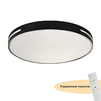 Люстра потолочная LED с пультом Oberon MR9100-CL MyFar белая на 1 лампу, основание чёрное в стиле современный хай-тек 