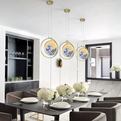 Светильник подвесной AKIRA WAVE ONE 151836-26 ImperiumLoft бежевый латунь на 1 лампу, основание латунь в стиле современный лофт фото 6