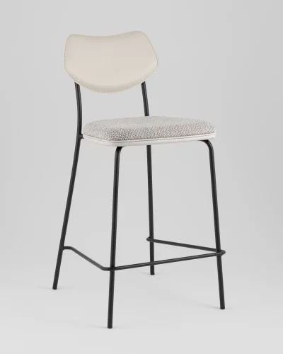 Стул полубарный Casey, серый, с серой экокожей УТ000039577 Stool Group, серый/рогожка, ножки/металл/чёрный, размеры - *****