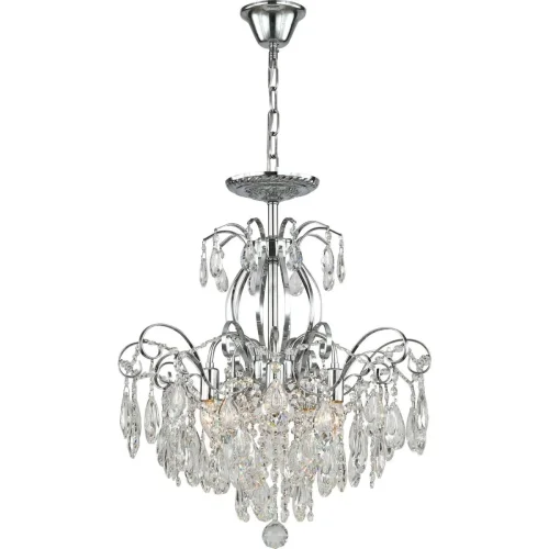 Люстра подвесная Berta 1038/09/05P Stilfort прозрачная на 5 ламп, основание хром в стиле классический Люстра подвесная Berta 1038/09/05P Stilfort прозрачная на 5 ламп, основание хром в стиле классический