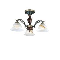 Люстра потолочная  PL 2701/3 Reccagni Angelo белая на 3 лампы, основание бронзовое коричневое в стиле кантри классика 
