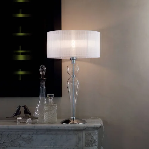 Настольная лампа DUCHESSA TL1 BIG Ideal Lux белая на 1 лампу, основание прозрачное хром стекло металл в стиле современный фото 2