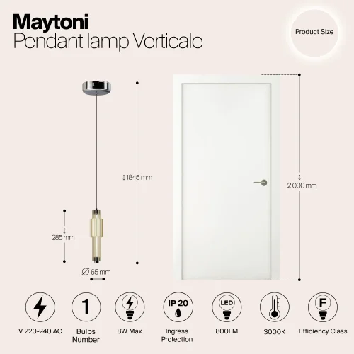 Светильник подвесной LED Verticale MOD308PL-L9CG3K Maytoni янтарный на 1 лампу, основание хром в стиле фото 5