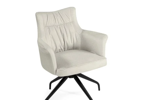 Стул на металлокаркасе Kaser 360 крутящийся ivory / black 15842 Woodville, бежевый/кашемир, ножки/металл/чёрный, размеры - ****660*580мм фото 7