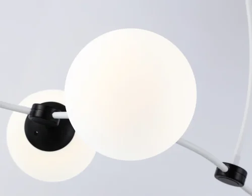 Люстра потолочная TR2552 Ambrella light белая на 6 ламп, основание чёрное в стиле современный  фото 5