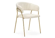 Стул на металлокаркасе Kamelia 1 white fabric / gold 15756 Woodville, белый/ткань, ножки/металл/золотой, размеры - ****600*520