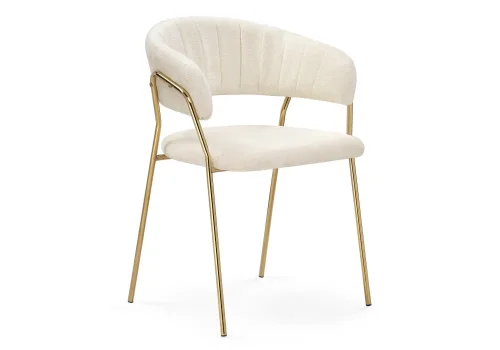 Стул на металлокаркасе Kamelia 1 white fabric / gold 15756 Woodville, белый/ткань, ножки/металл/золотой, размеры - ****600*520