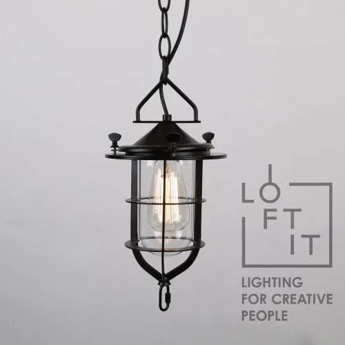 Светильник подвесной LOFT1141 LOFT IT прозрачный 1 лампа, основание чёрное в стиле лофт  фото 2